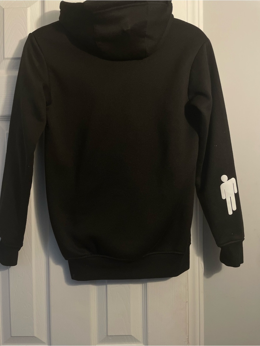 Black Graphic Hoodie Sweatshirt with 'Don't Smile At Me' Sleeve - Picture 2 of 5